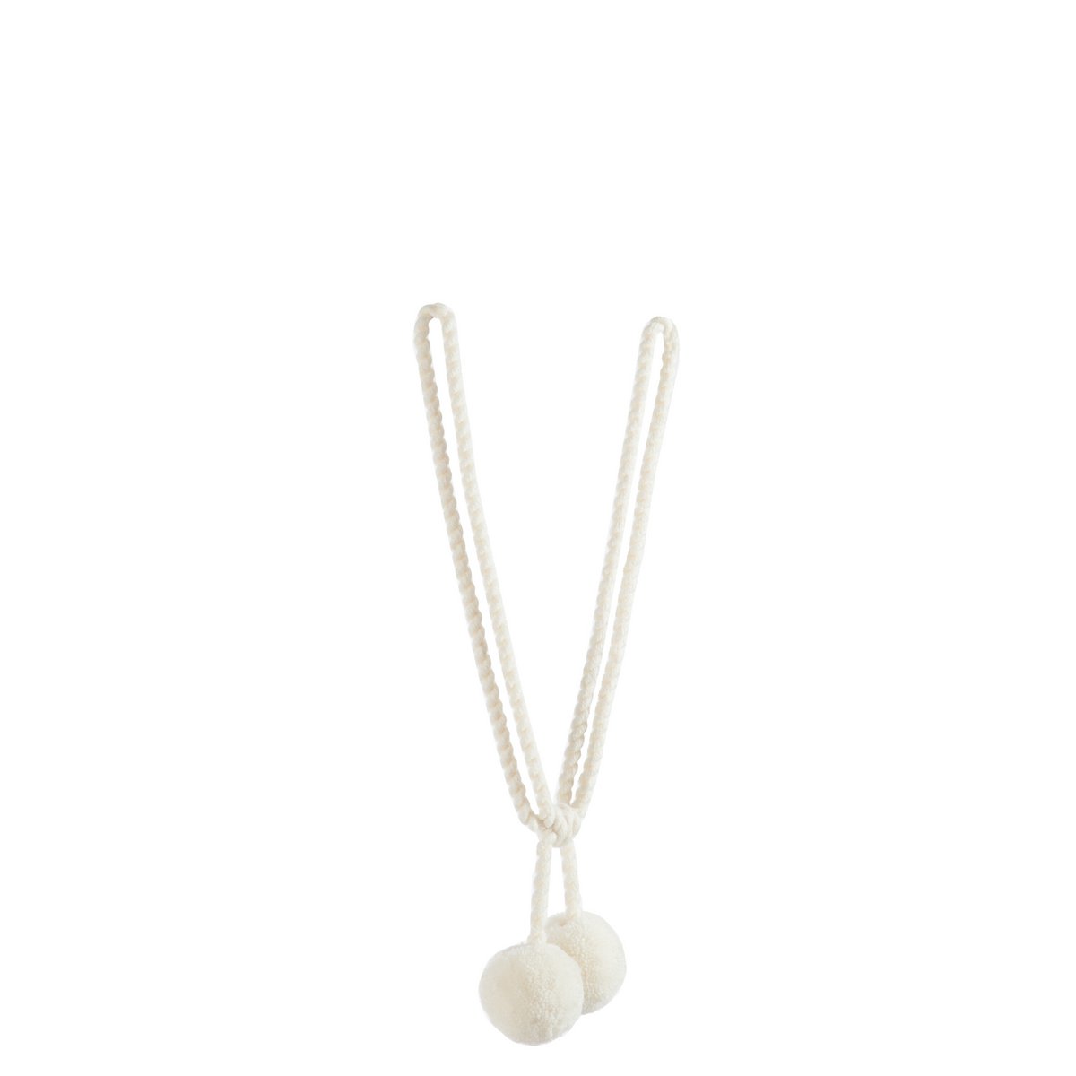 Rideau J-Line Pompon Boules en coton beige, style bohème avec pompons