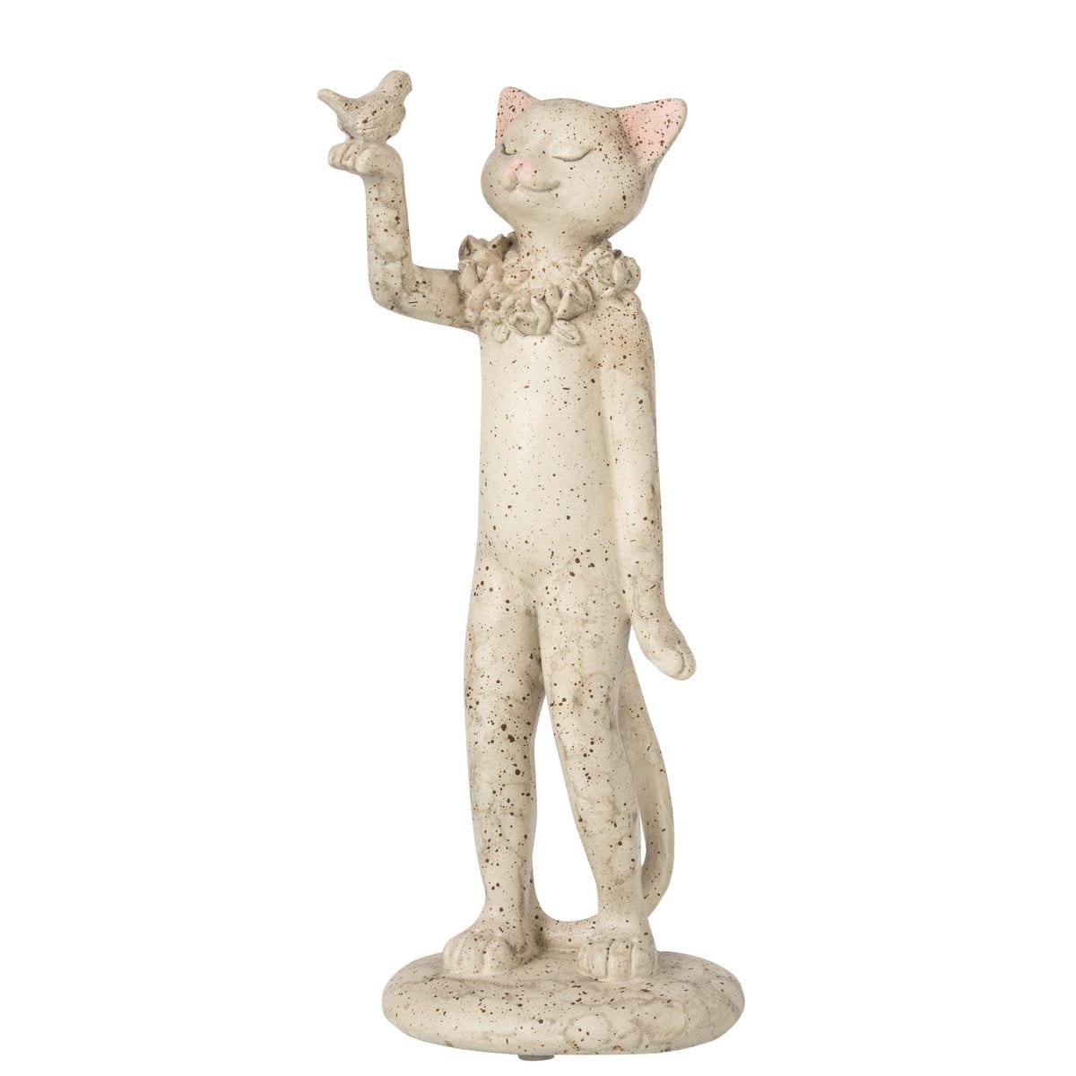 Figurine J-Line Kat & Bird en polyresin grise avec design moderne