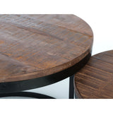 Table basse set de 2 table d'appoint table de salon ronde Austin structure métal argent antique ou noir
