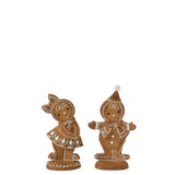 Figurines Pain d'Épices Garçon et Fille J-Line en résine marron