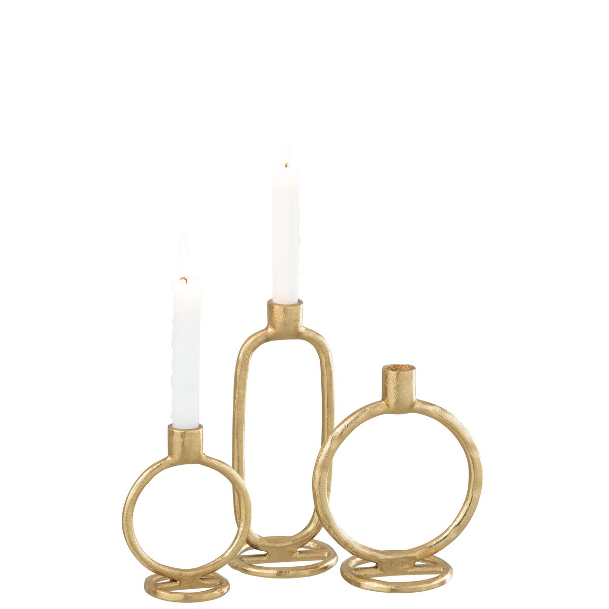 Bougeoir J-Line Ring en aluminium doré, ambiance décorative