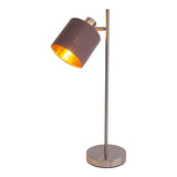 Lampe de table "Maron" en métal-satin-matt avec parasols en tissu en marron, avec une douille E14, la lampe pour le salon, la salle à manger, le couloir et le bureau, lampe de table 51 cm de haut