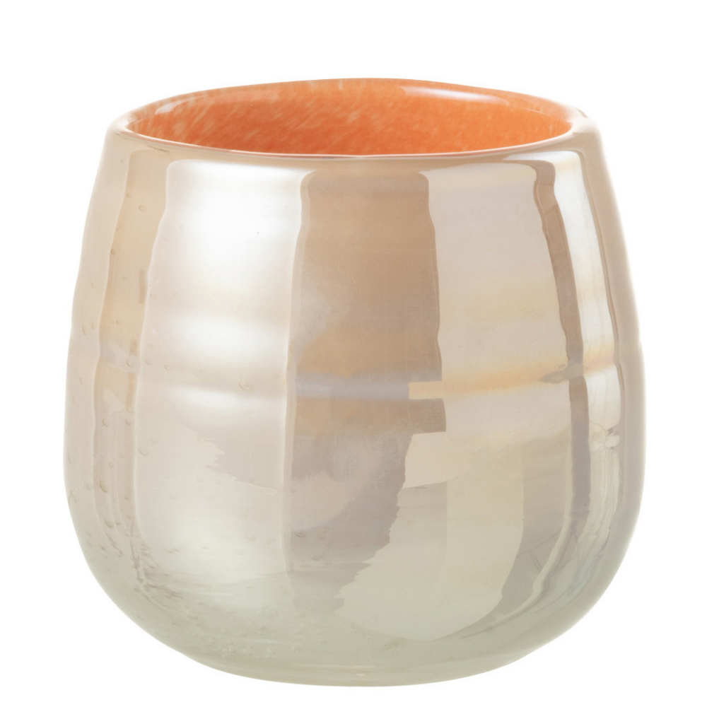 Vase Juliette J-Line en verre orange et rose, vue de face