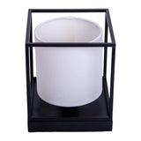 Lampe de table "bêta" blanche en métal avec parapluie de tissu en blanc, avec socket E14, lampe pour le salon, salle à manger, couloir et bureau, 15 x 15 x 17 cm