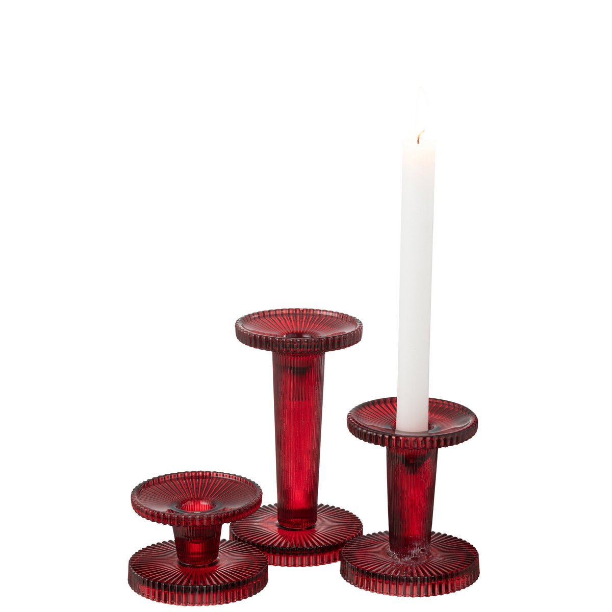 Bougeoir J-Line Nelly en verre rouge - ambiance de table