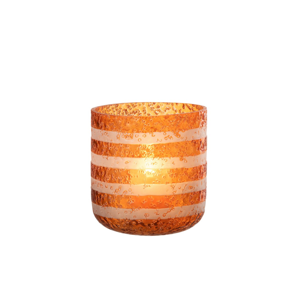 Détail de la lanterne J-Line Stripes en verre avec bougie