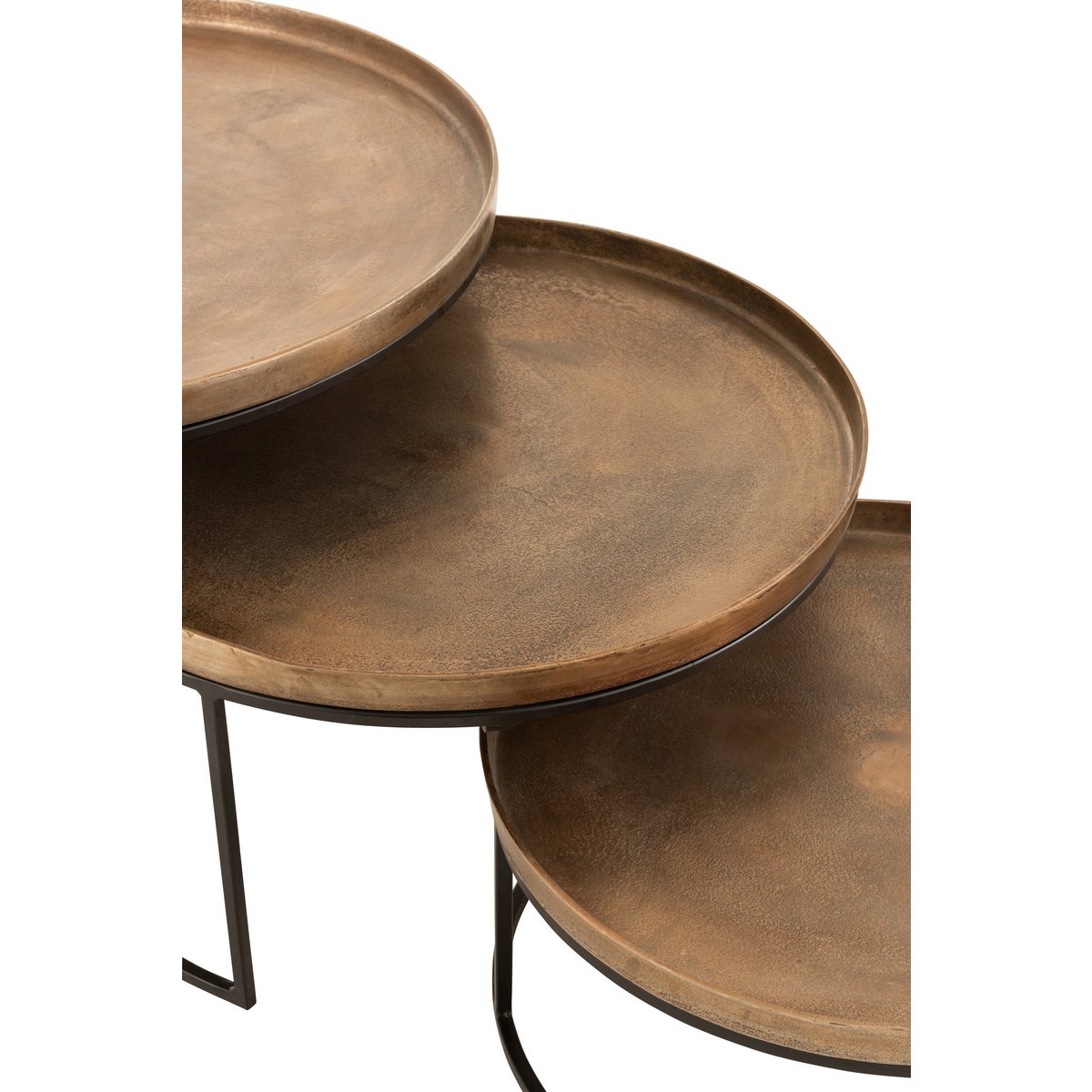 Table J-Line Round en aluminium rouille, vue latérale