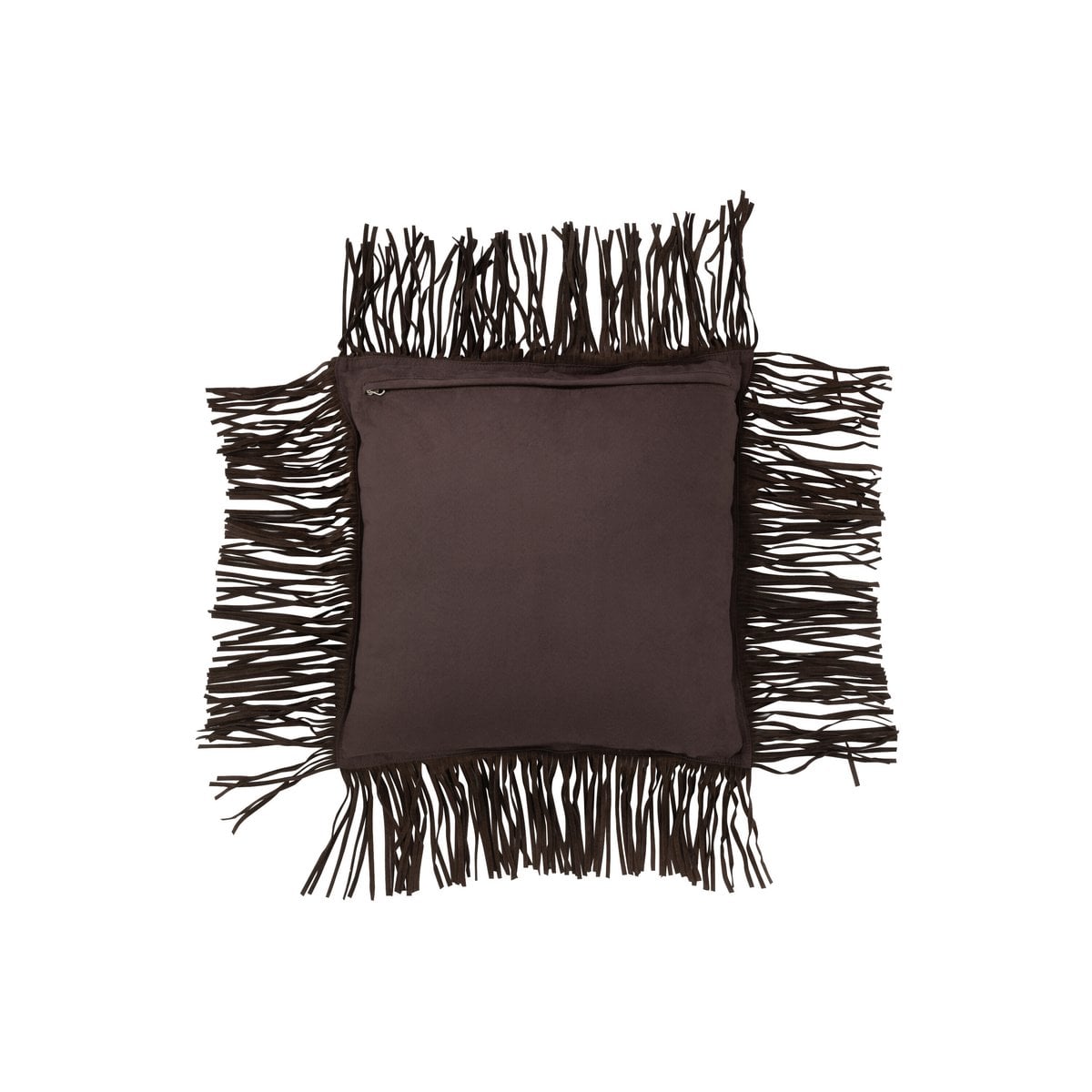 Coussin J-Line Franges en cuir marron avec franges décoratives