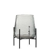 Vase J-Line en verre transparent et noir avec pied inégale, Ø 19,5 cm