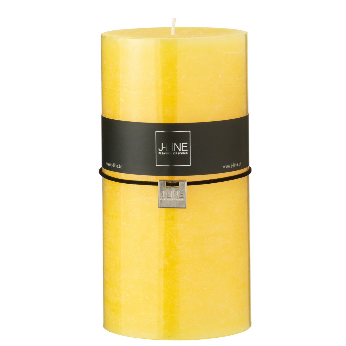Bougie Cylindre Jaune J-Line, vue rapprochée montrant la texture de la cire et le design élégant.