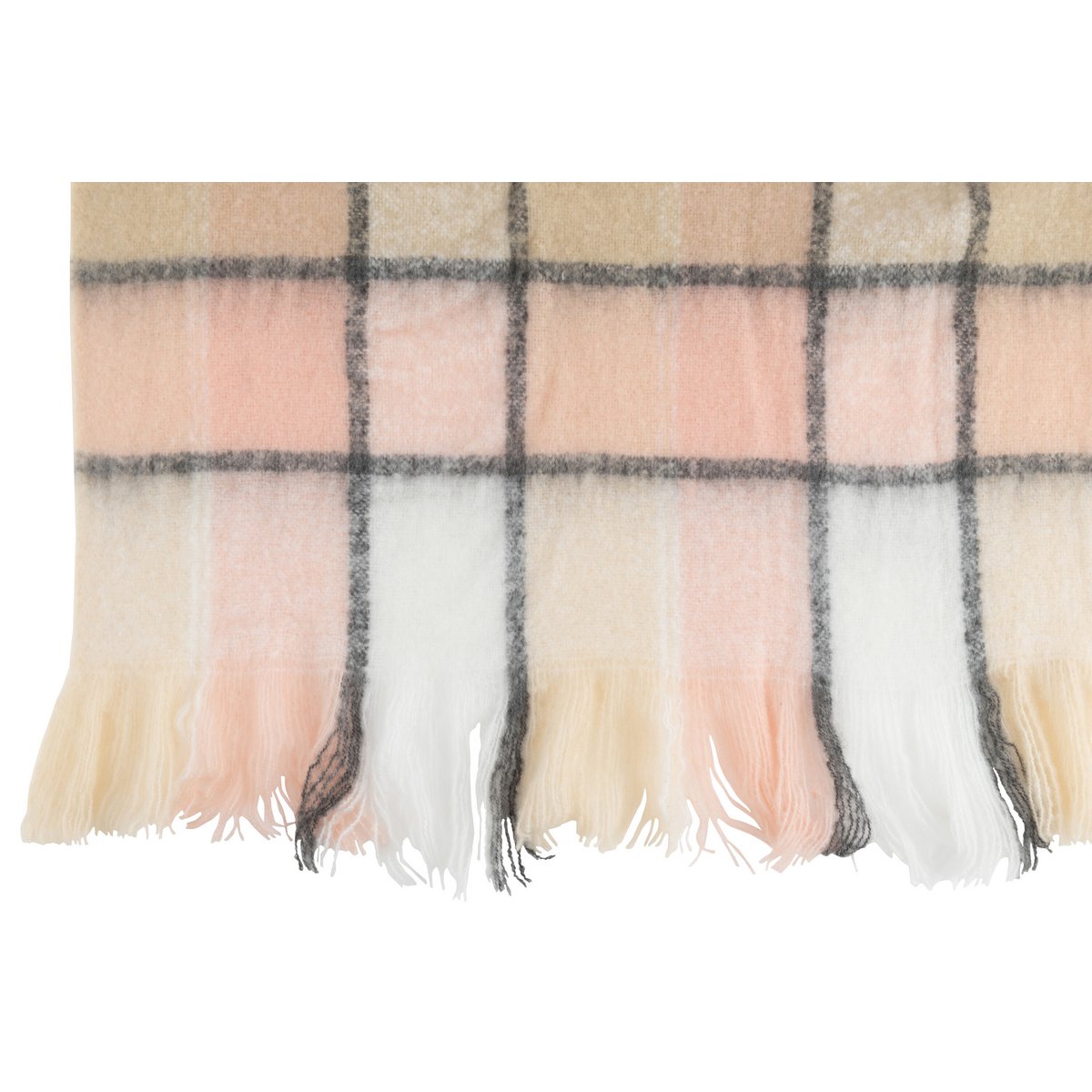 Plaid J-Line à carreaux beige et rose, vue d'ensemble