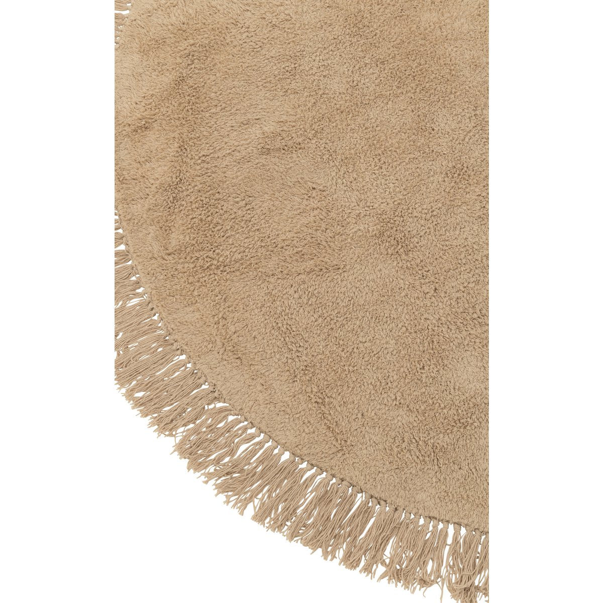 Tapis J-Line rond beige avec franges, vue d'ensemble