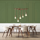 La lampe pendentielle "corde" 5flg. Suspension en bois et corde dans la nature, version E27, éclairage pour le salon ou le bureau