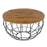 Table basse ronde durable Lexington ø 75 cm treillis métallique fil métallique table de salon en bois massif