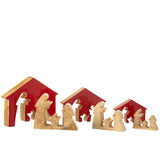 Crèche J-Line sur une table, décorée pour Noël