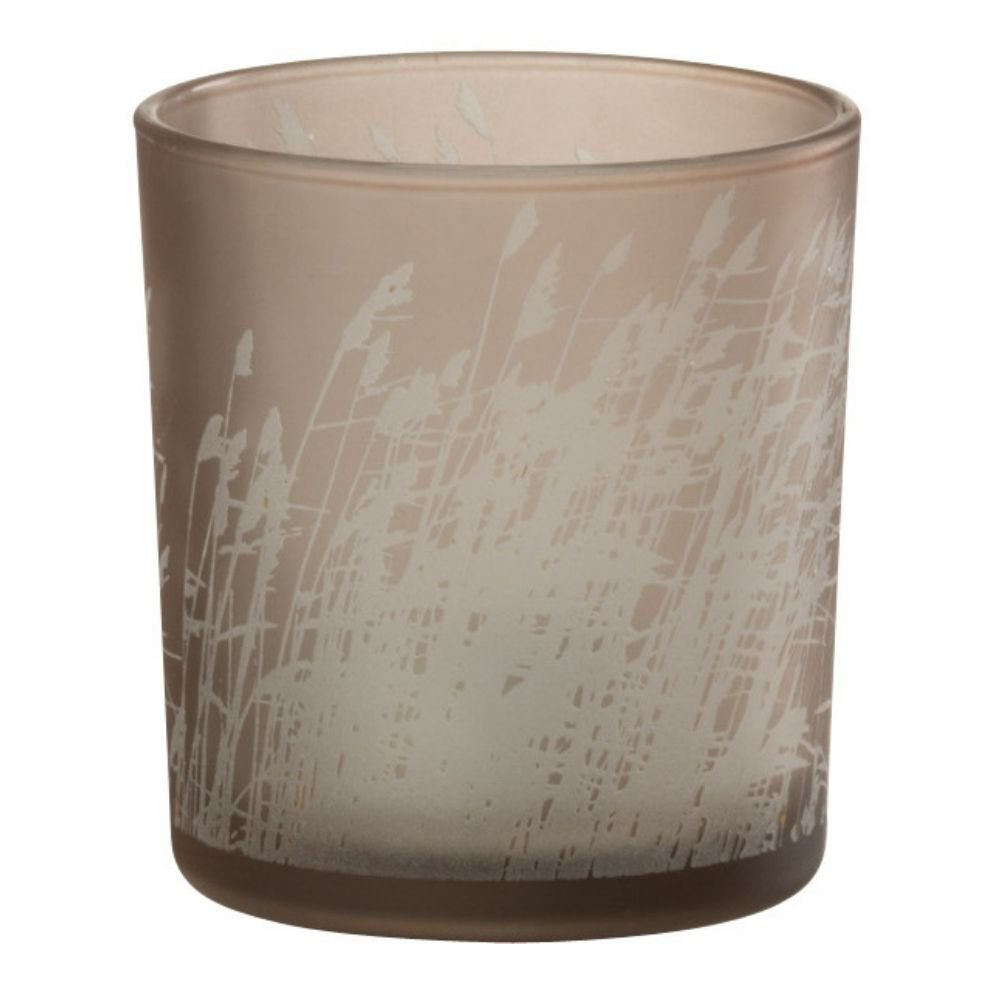 Lanterne J-Line en verre beige, vue de face avec motif bohème