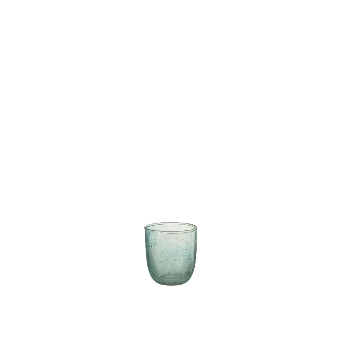 Bougeoir Bubbels en verre aqua de J-Line, avec bougie allumée