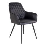 Chaise de salle à manger Harbo en cuir PU noir avec pieds en métal