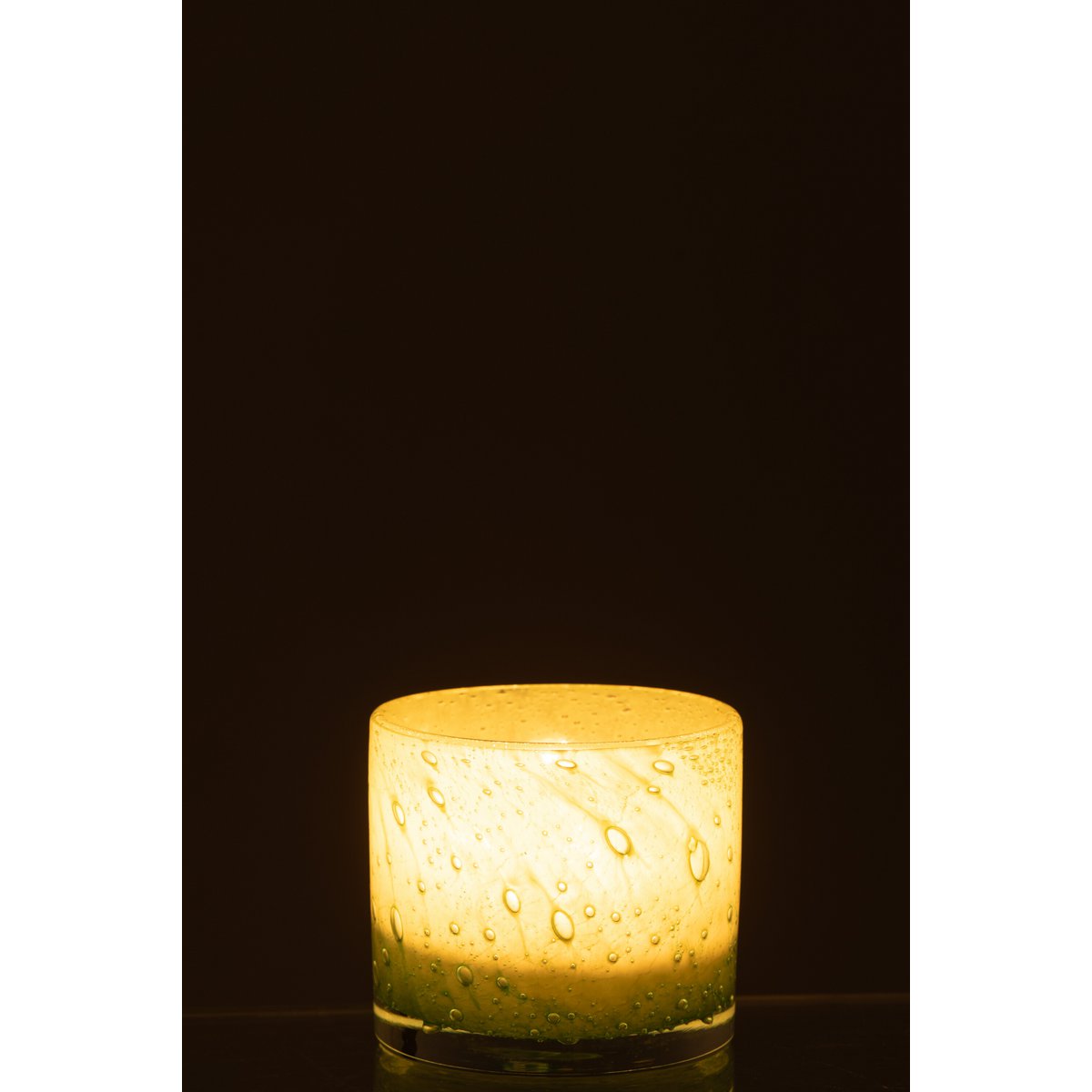 Bougeoir J-Line en verre vert, ambiance sur table