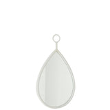 Détail du miroir J-Line Drop, mettant en valeur son cadre en verre blanc.