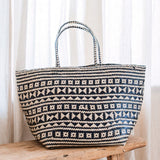 Sac fourre-tout Boho – Sac d’été en jonc de mer – Sac de plage à bandoulière – Sac naturel tissé – Grand sac de courses Boho KIDUL (noir)
