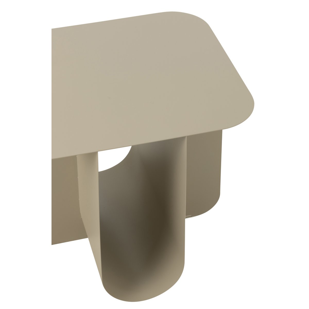 Table d'appoint carrée en métal beige avec éclairage
