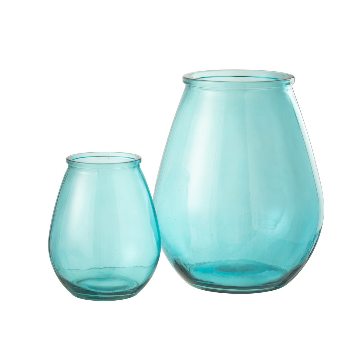 Vase œuf en verre bleu J-Line - vue de face