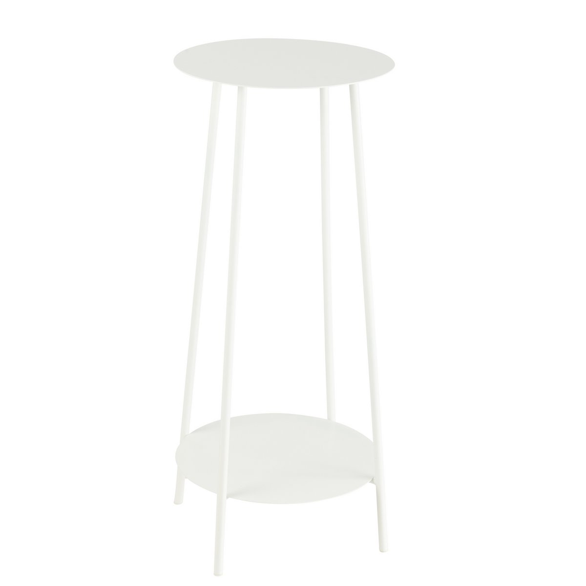 Jardinière Deux Métal Blanc de J-Line vue avant avec fleurs