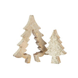Détail du sapin de Noël en bois doré avec paillettes, gros plan