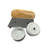 Station d'alimentation MOUNTAIN, 2x 0,9 litres, pieds ronds, bois d'olivier