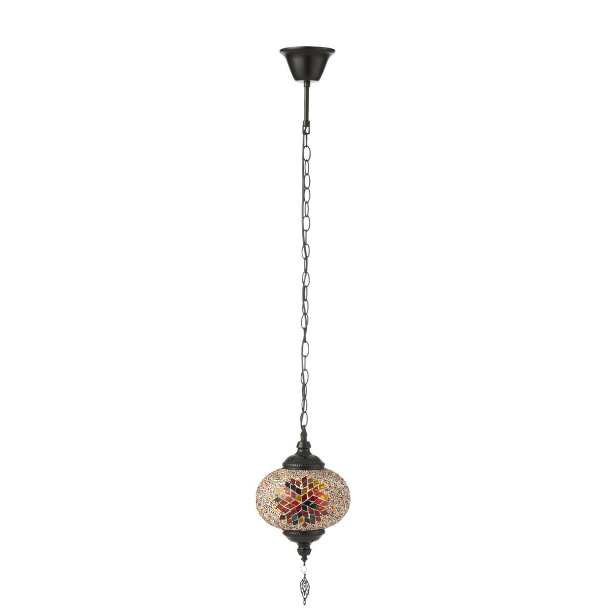 Lampe mosaïque J-Line en verre suspendu, détail du design orange
