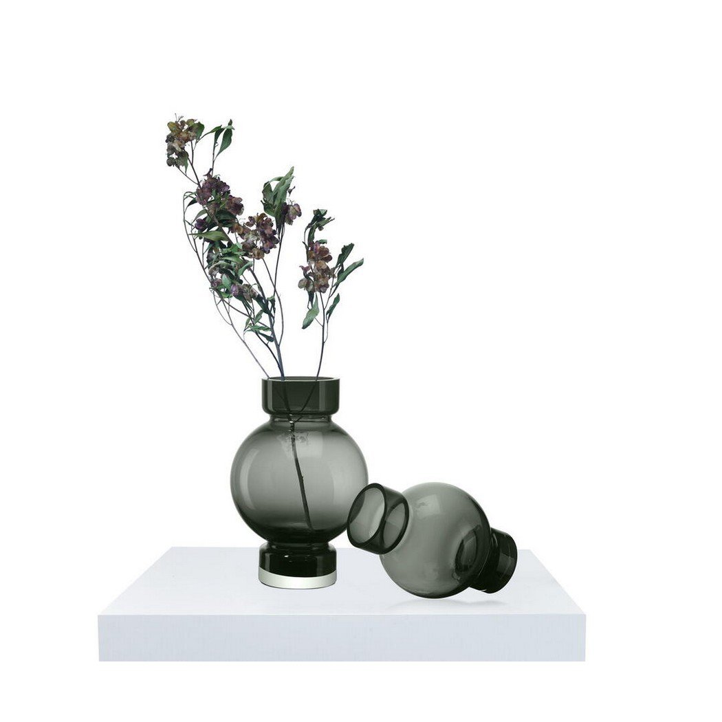Vase de luxe moderne ORURO en verre, couleur gris