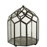 Terrarium J-Line en verre et métal noir, vue de face avec détails du verre