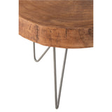 Table d'appoint J-Line Paulownia avec plateau en bois et pieds en métal