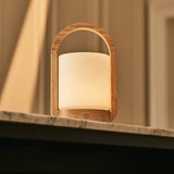 Lampe rechargeable en bois marron clair George