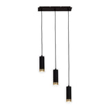 3 pendentif "Fridu" en métal en noir Matt, avec base GU10, 48 cm de long