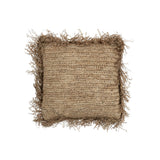 Coussin J-Line Jeff Square en rotin naturel, vue de face avec texture détaillée