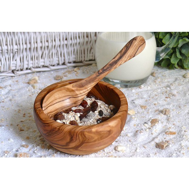 Bol à céréales en bois d'olivier Ø 14 cm - ambiance de table
