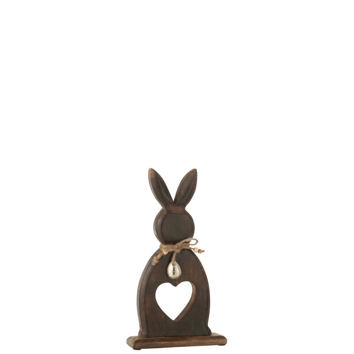 Lapin Coeur J-Line en bois marron foncé, décoration élégante
