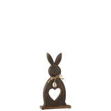 Lapin Coeur J-Line en bois marron foncé, décoration élégante