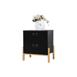 Vue latérale de la commode noire Moebilia