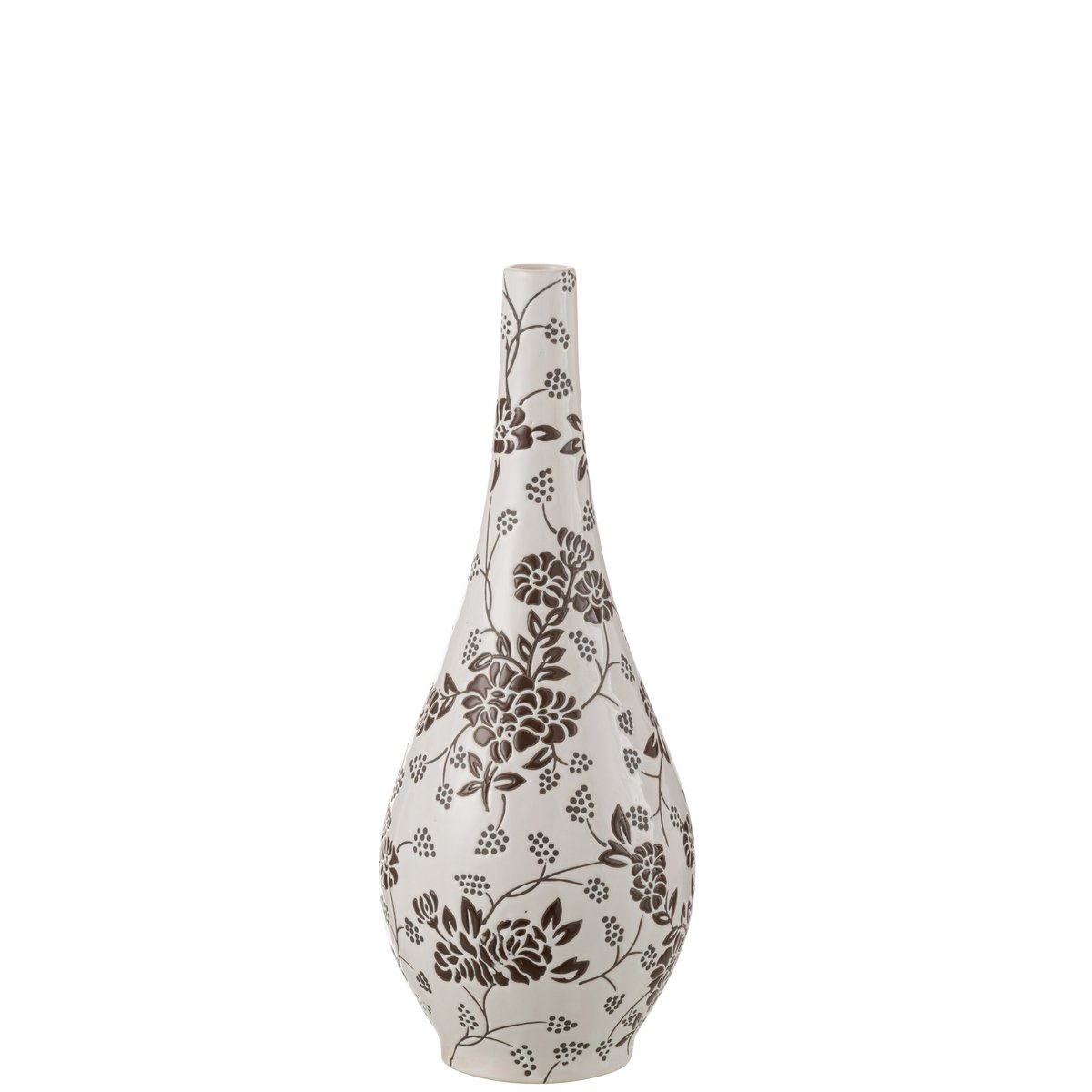 Vase Zen Pear J-Line en porcelaine blanc et noir, design moderne