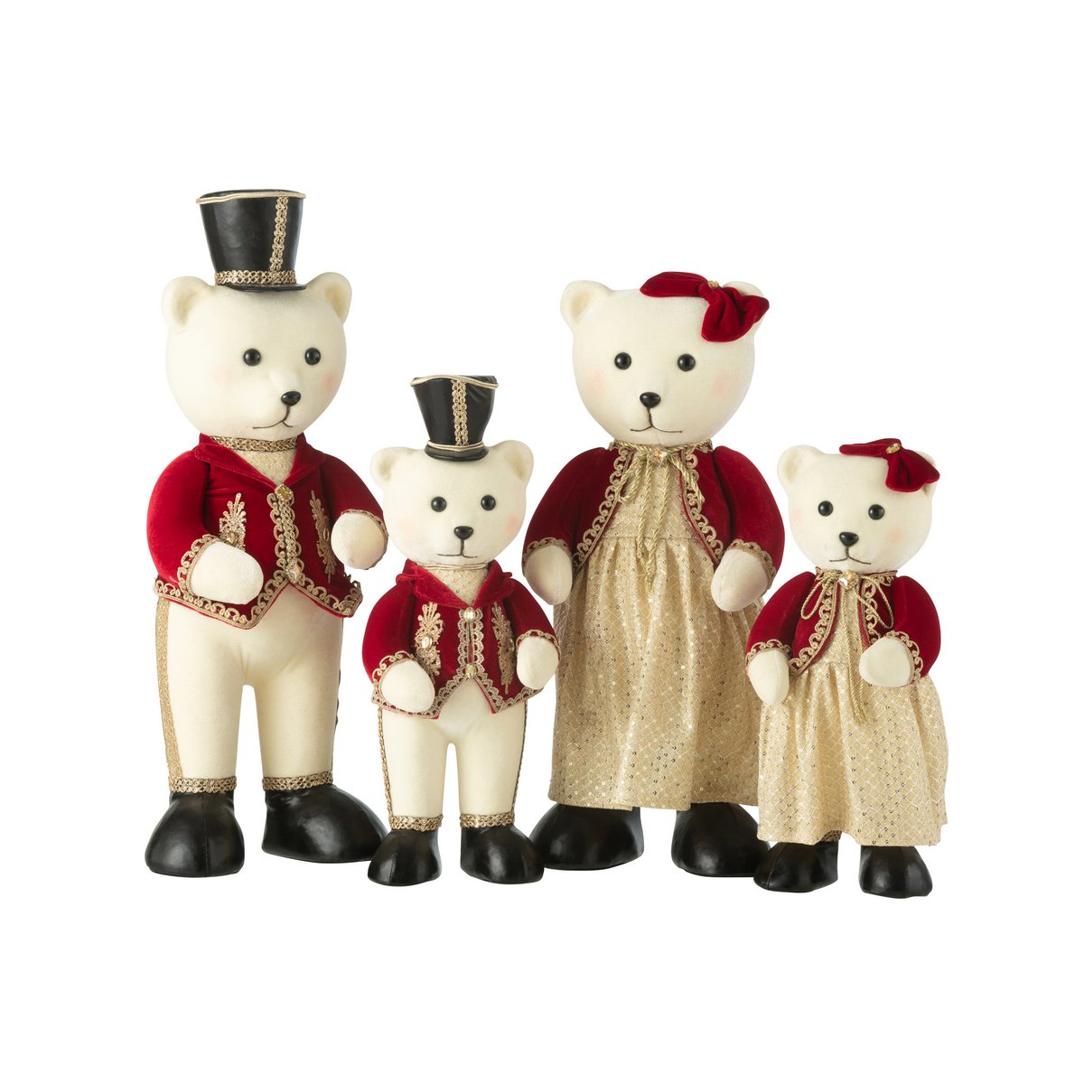 Ours en peluche J-Line rouge et or, vue de face