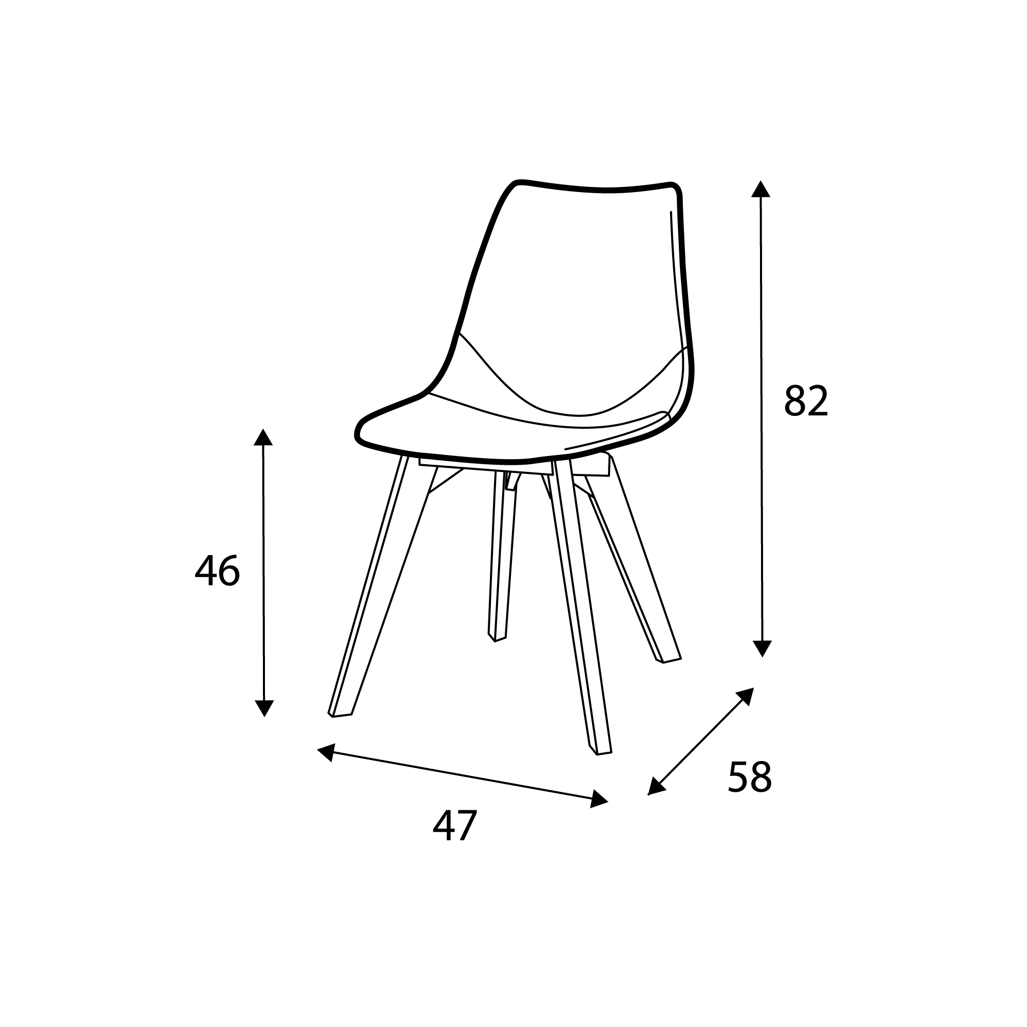 Détail de la chaise Hapy pieds bois