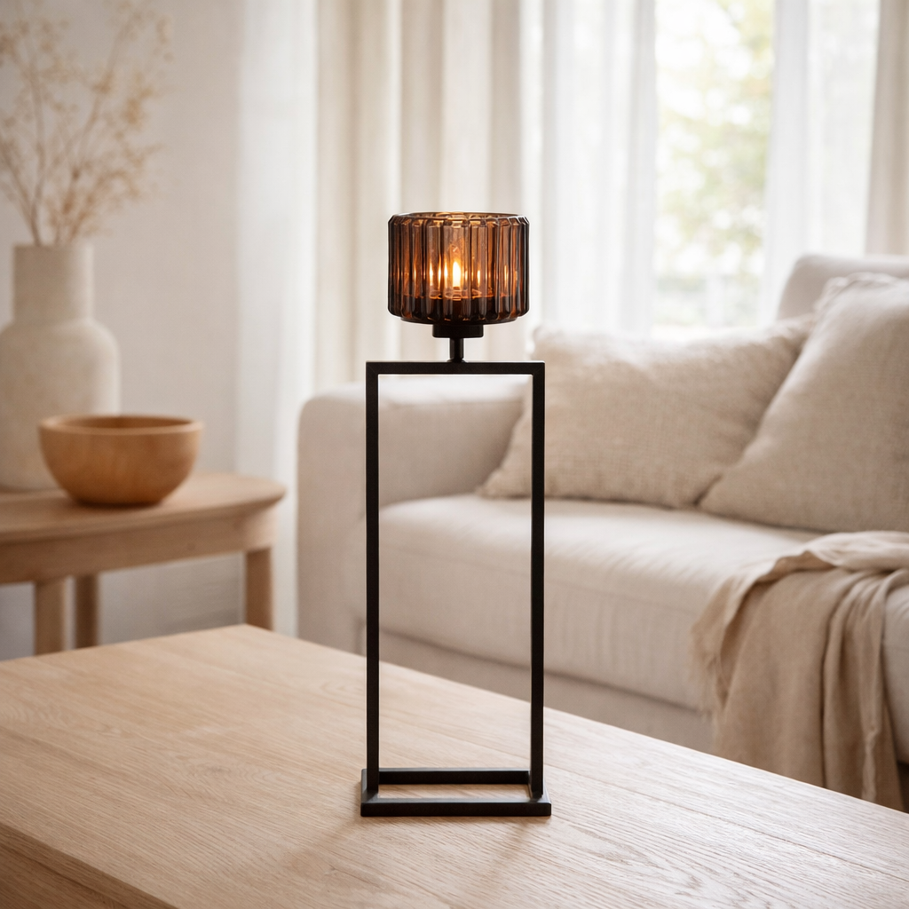 J-Line photophore Stand Straight - verre - marron - grand en situation
