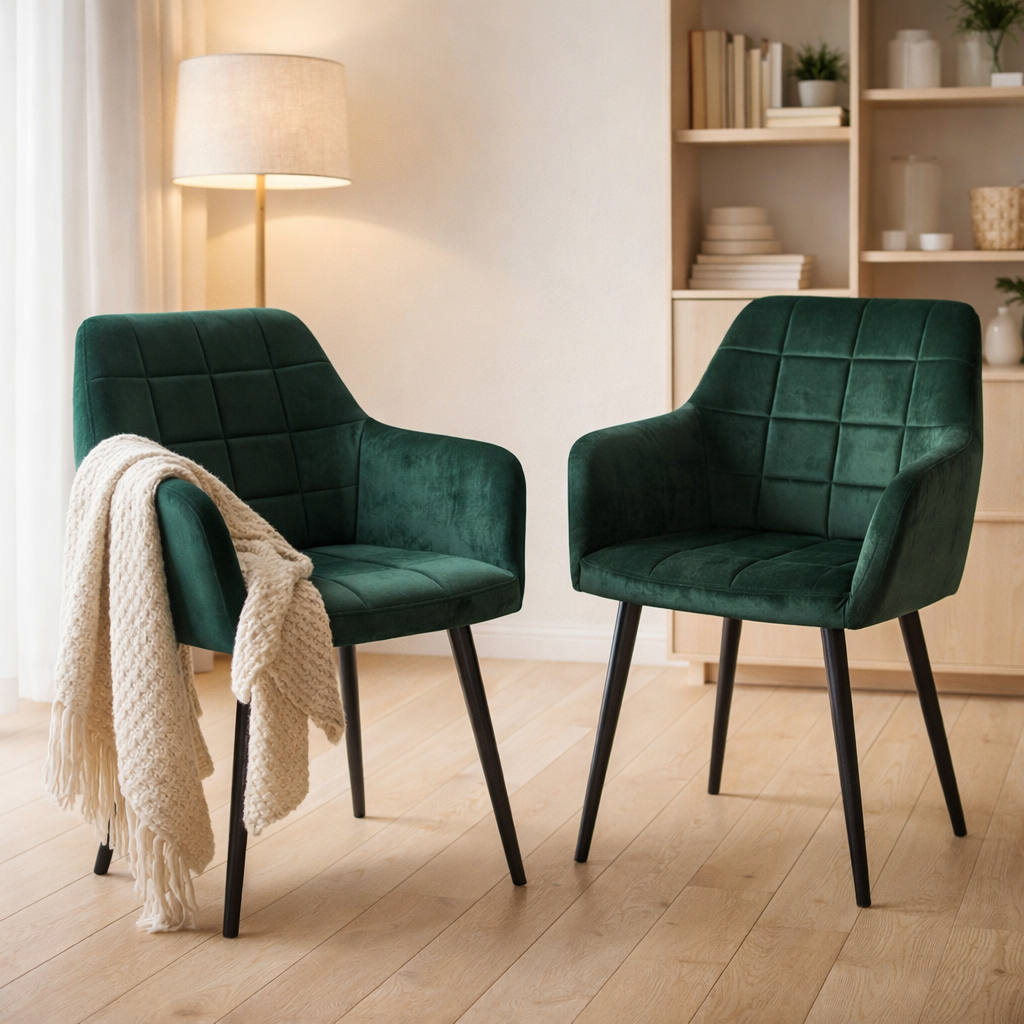 Fauteuils, lot de 2 avec revêtement en velours en situation