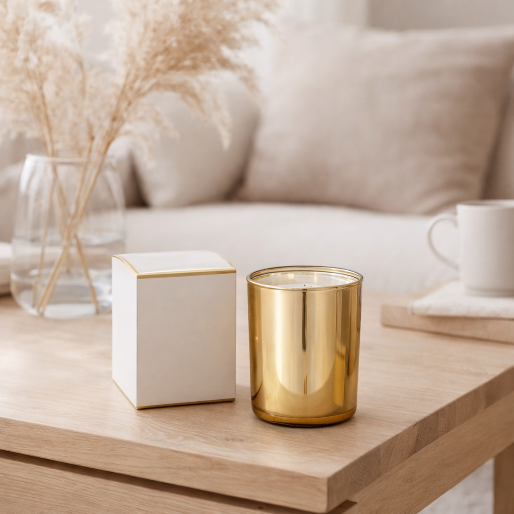 J - Cougie parfumée en ligne Excellent - Golden Honey - Verre - Gol - Medium - 80U en situation