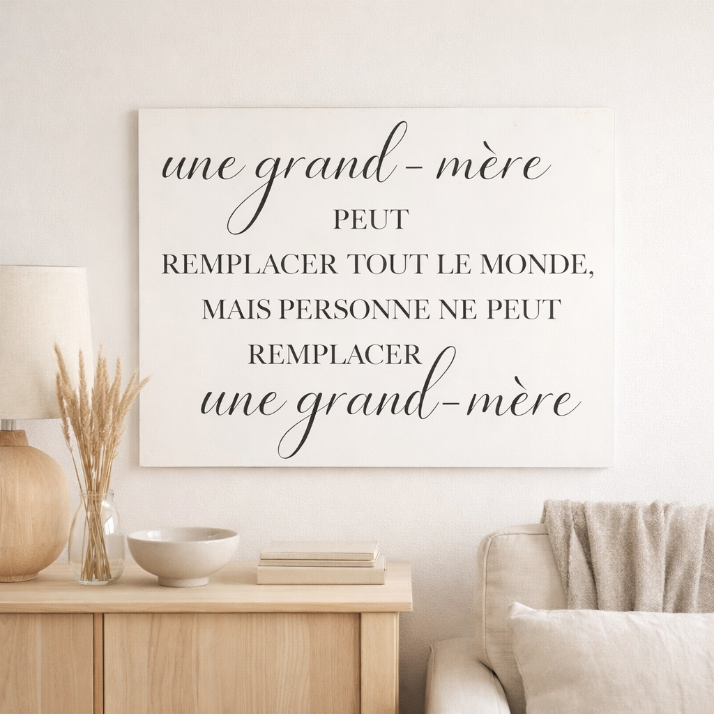 Plaque J-Line French Grand-Mère - métal - blanc/noir en situation