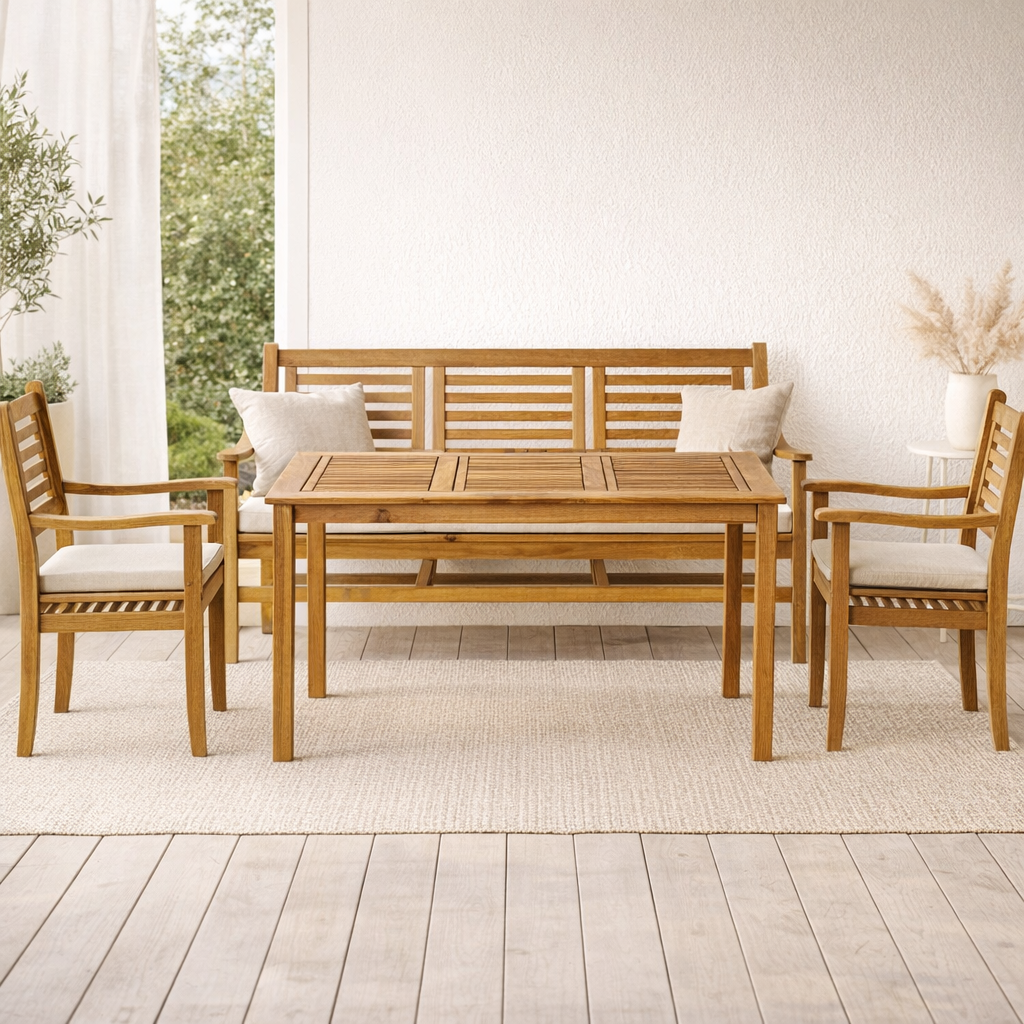 Ensemble Salon en Acacia Moderne en situation