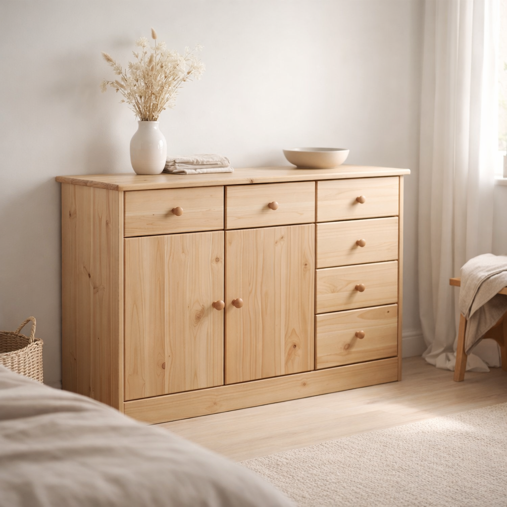 Commode avec 2 portes et 6 tiroirs en situation